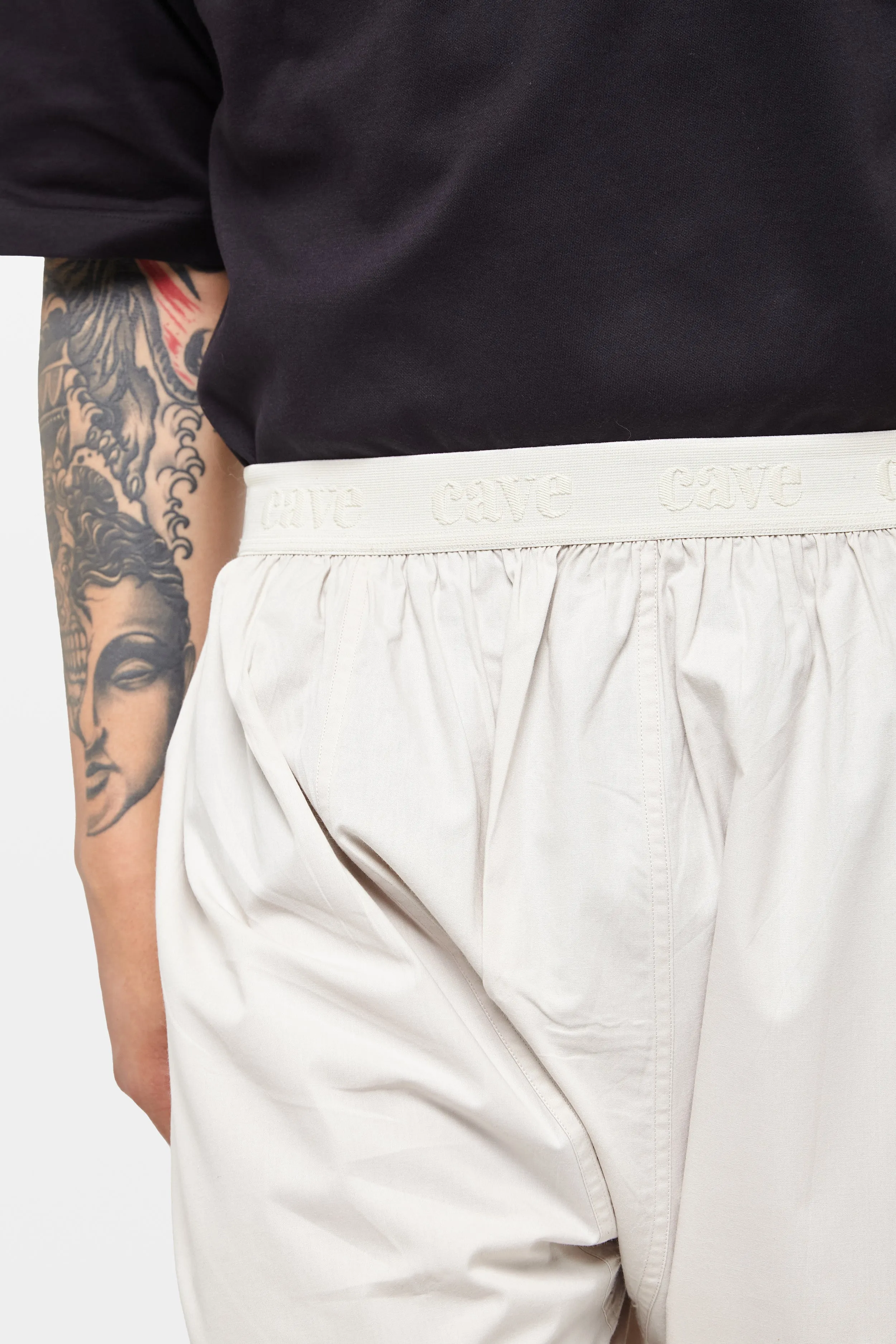 Wind Grey Wide-Leg Elasticated Cotton Trousers