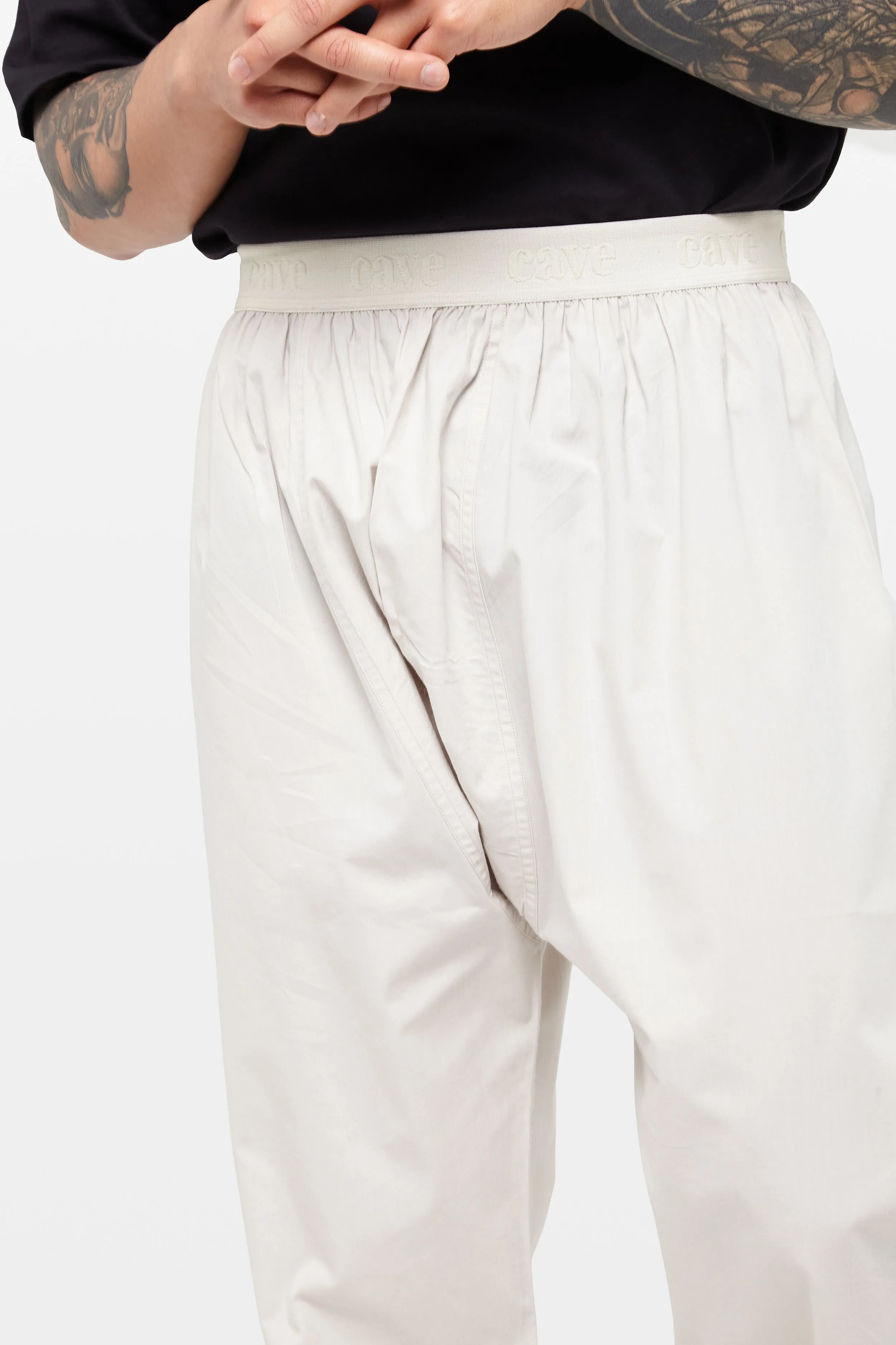 Wind Grey Wide-Leg Elasticated Cotton Trousers