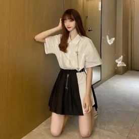 Women's Butterfly Chain Loosed Shirts&Asymmetric Skirts