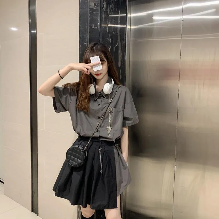 Women's Butterfly Chain Loosed Shirts&Asymmetric Skirts
