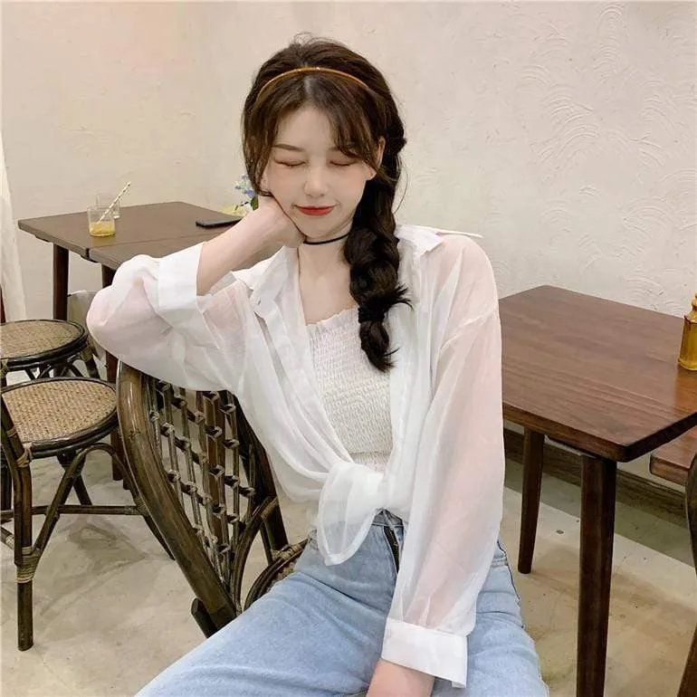 Women's Casual Long Sleeved Sheer Chiffon Shirts