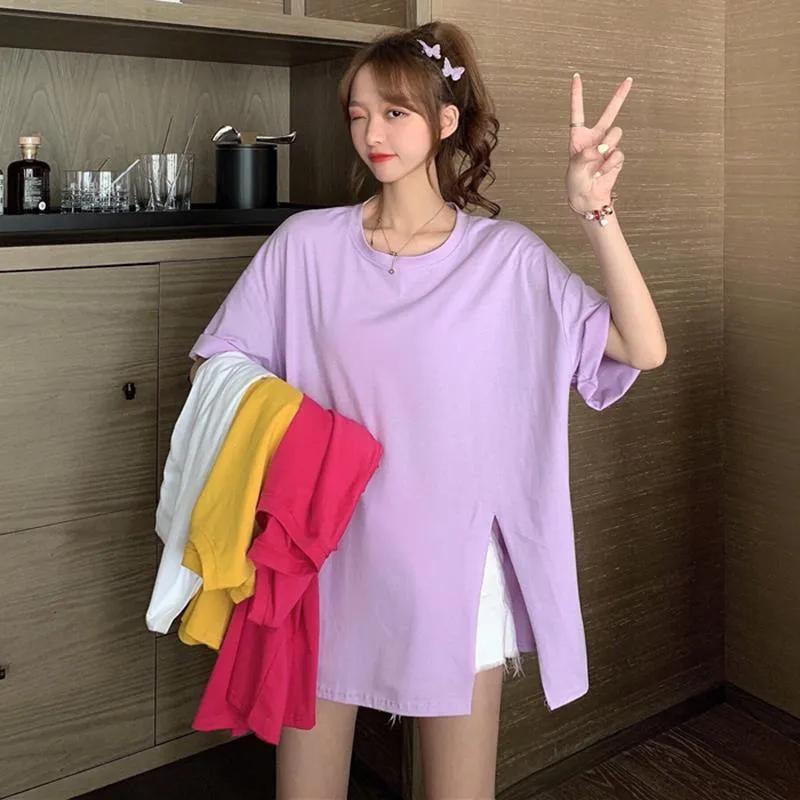Women's Casual Loose Side-splited T-shirts
