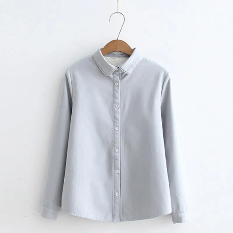 Women's Casual Pure Color Autumn And Winter Shirts 