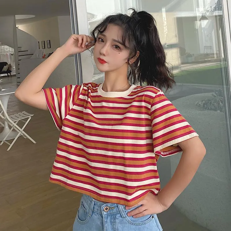 Women's Casual Striped Short T-shirts
