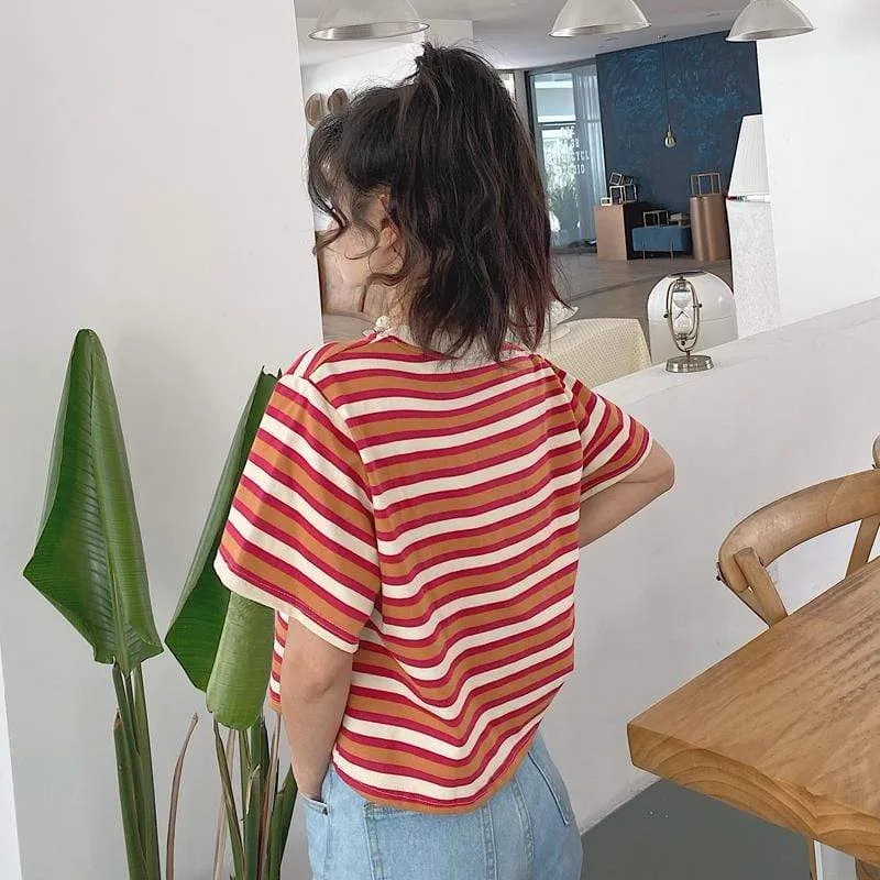 Women's Casual Striped Short T-shirts