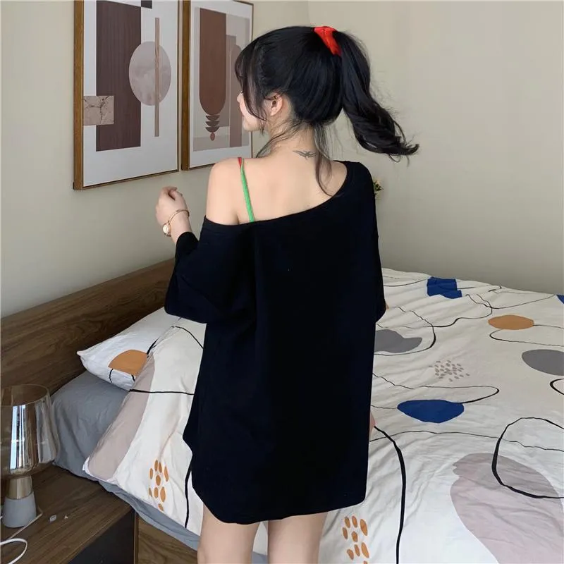 Women's Contrast Color False Two Pieces Maxi Shirts