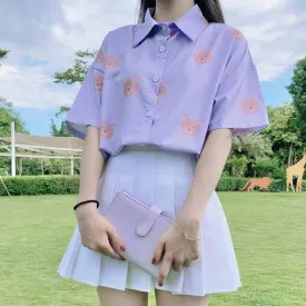 Women's Cute Bear Printed Chiffon Shirts