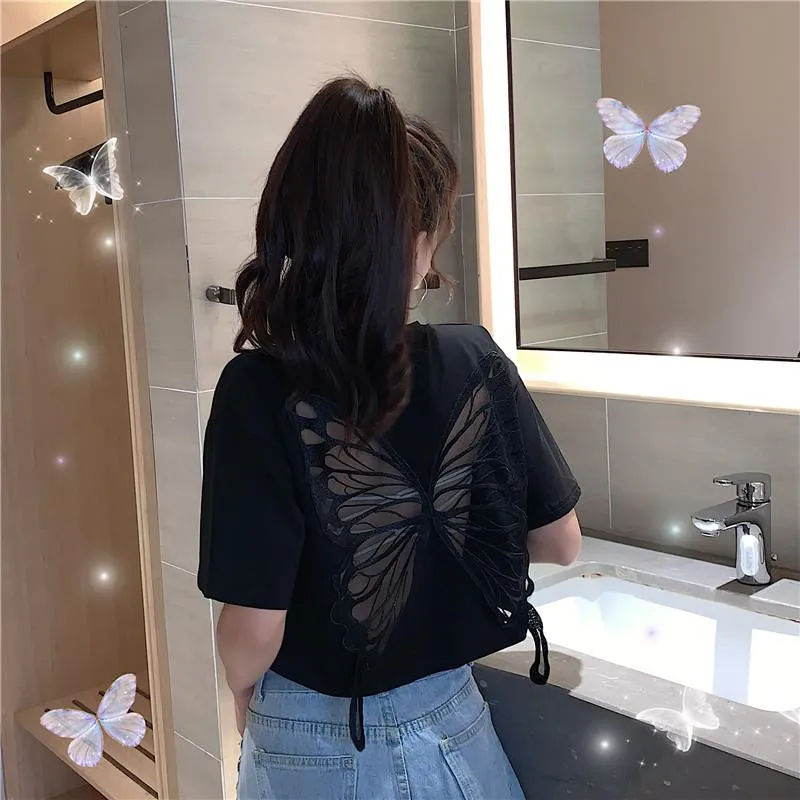 Women's Cute Butterfly Hollow Out T-shirts