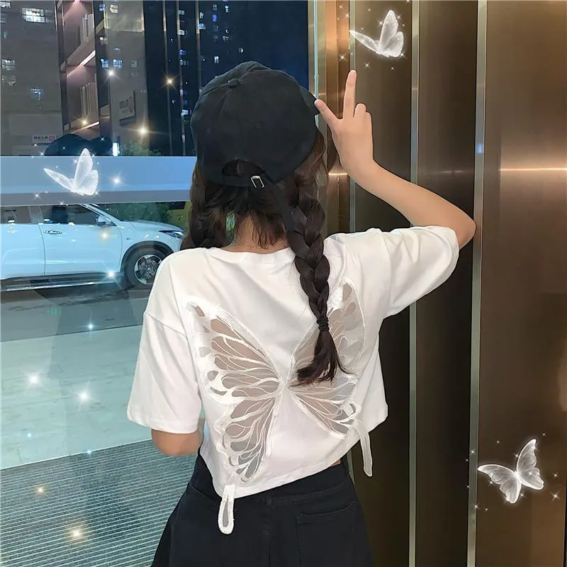 Women's Cute Butterfly Hollow Out T-shirts