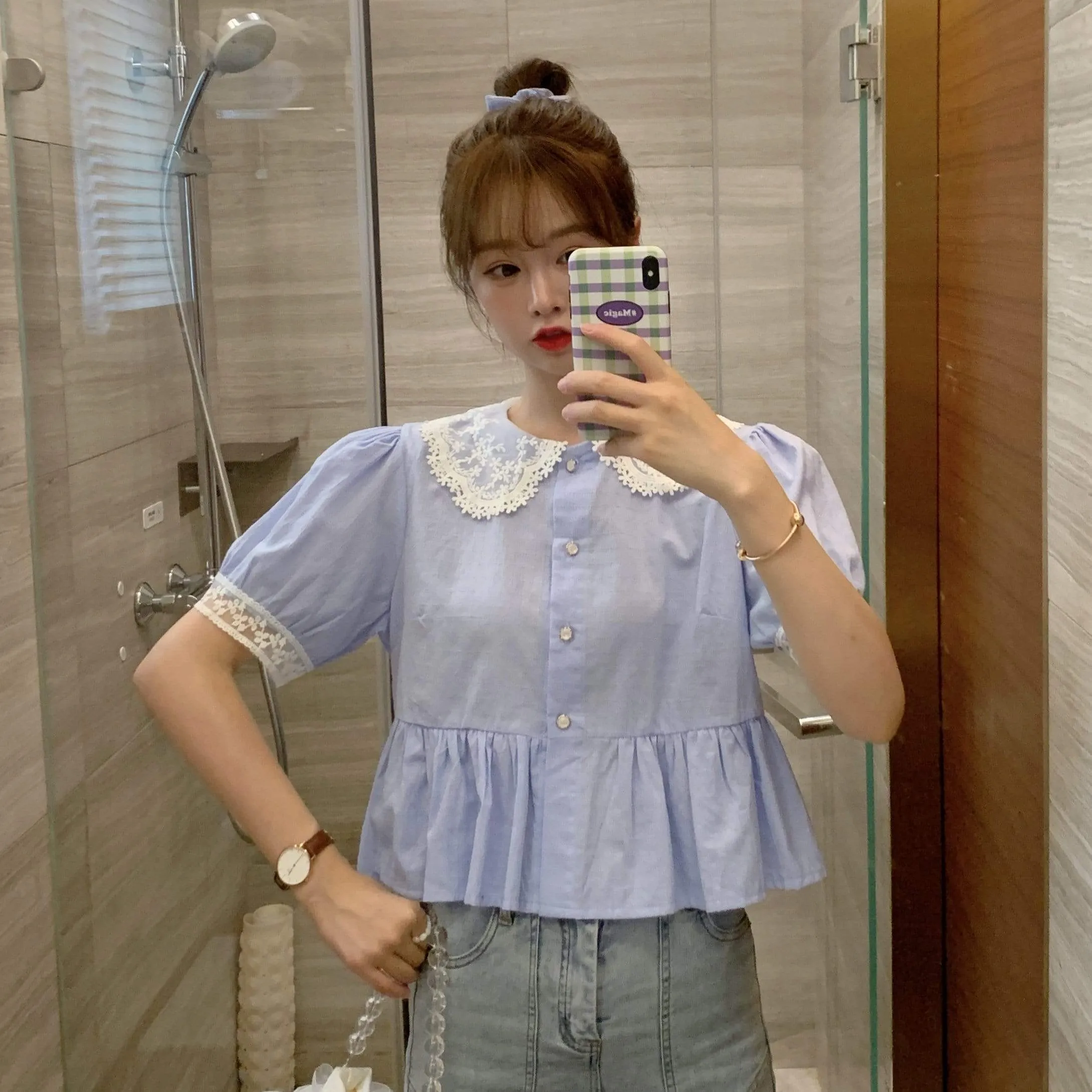 Women's Cute Lace Peter Pan Collar Shirts