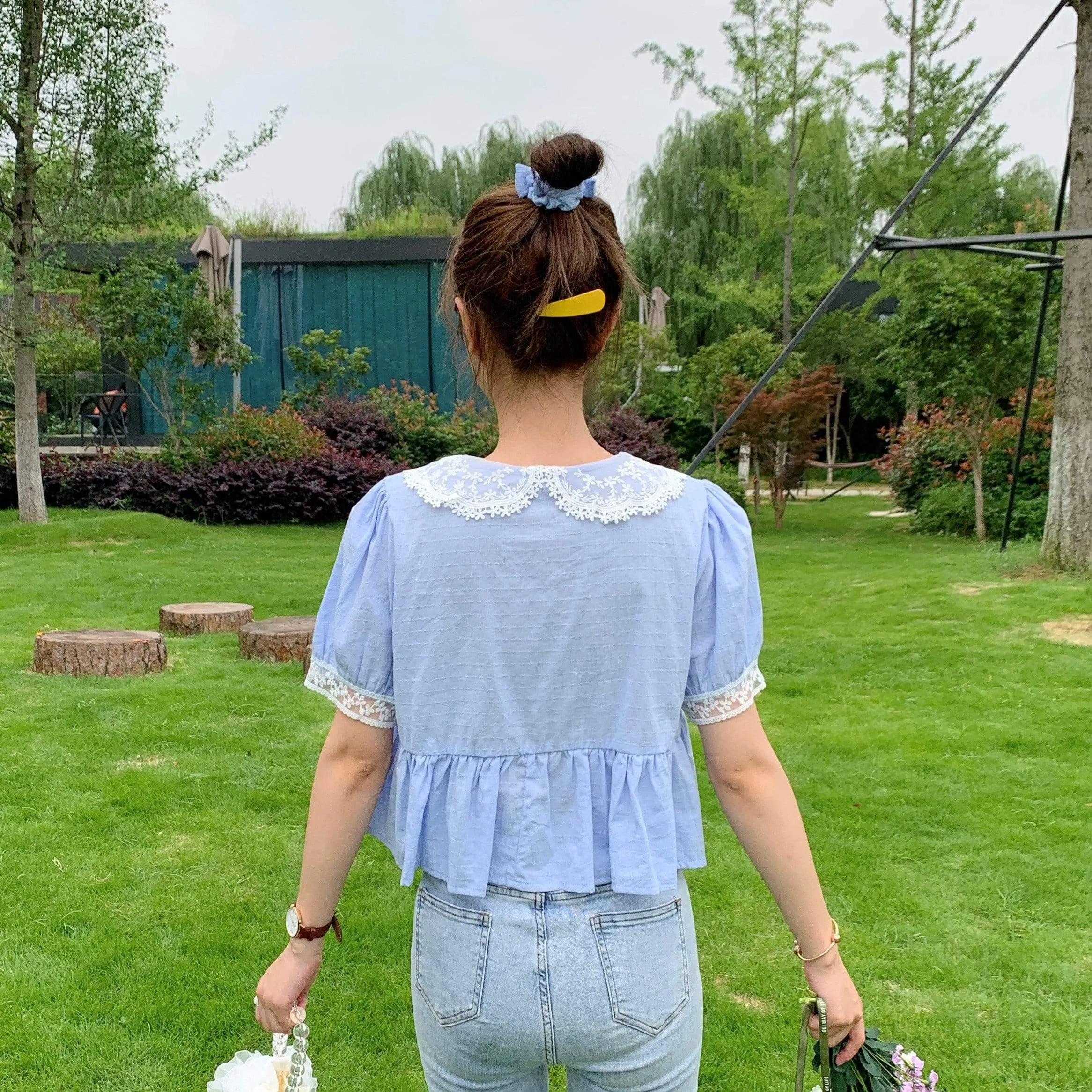 Women's Cute Lace Peter Pan Collar Shirts