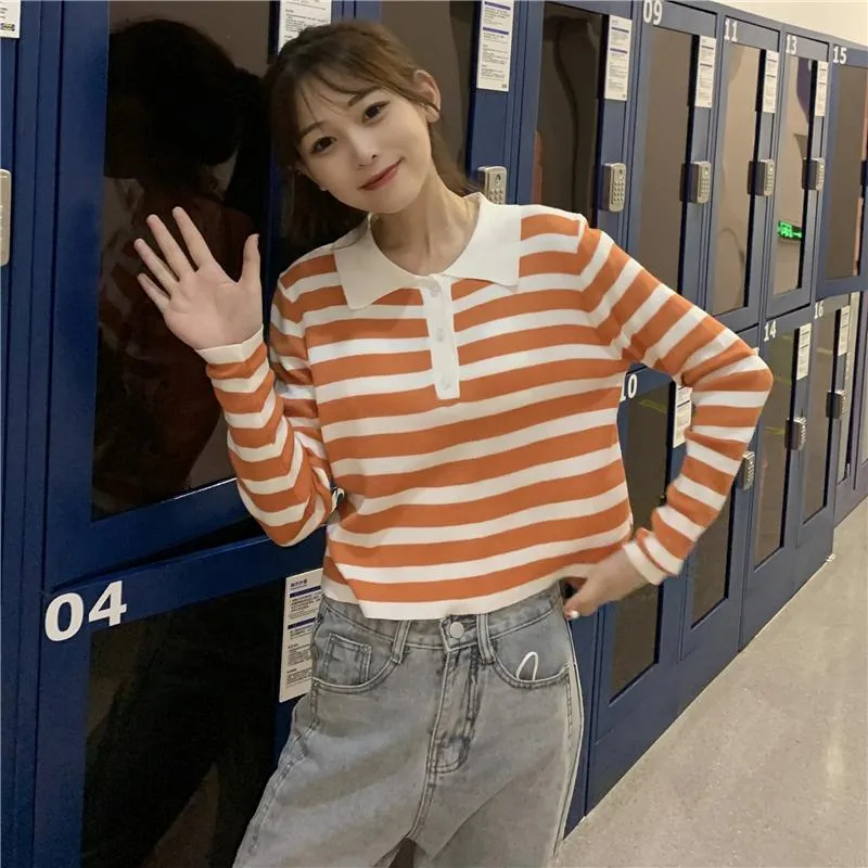 Women's Cute Long Sleeved Striped Shirts