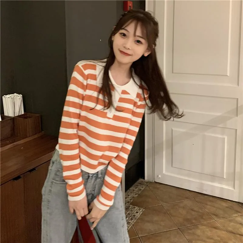 Women's Cute Long Sleeved Striped Shirts