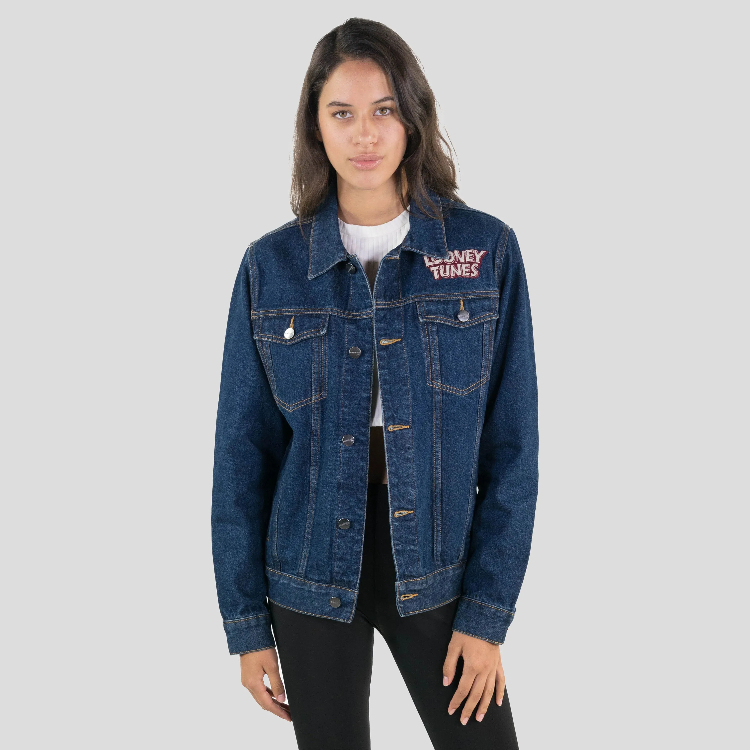 Women's Looney Tunes Denim Trucker Oversized Jacket - FINAL SALE