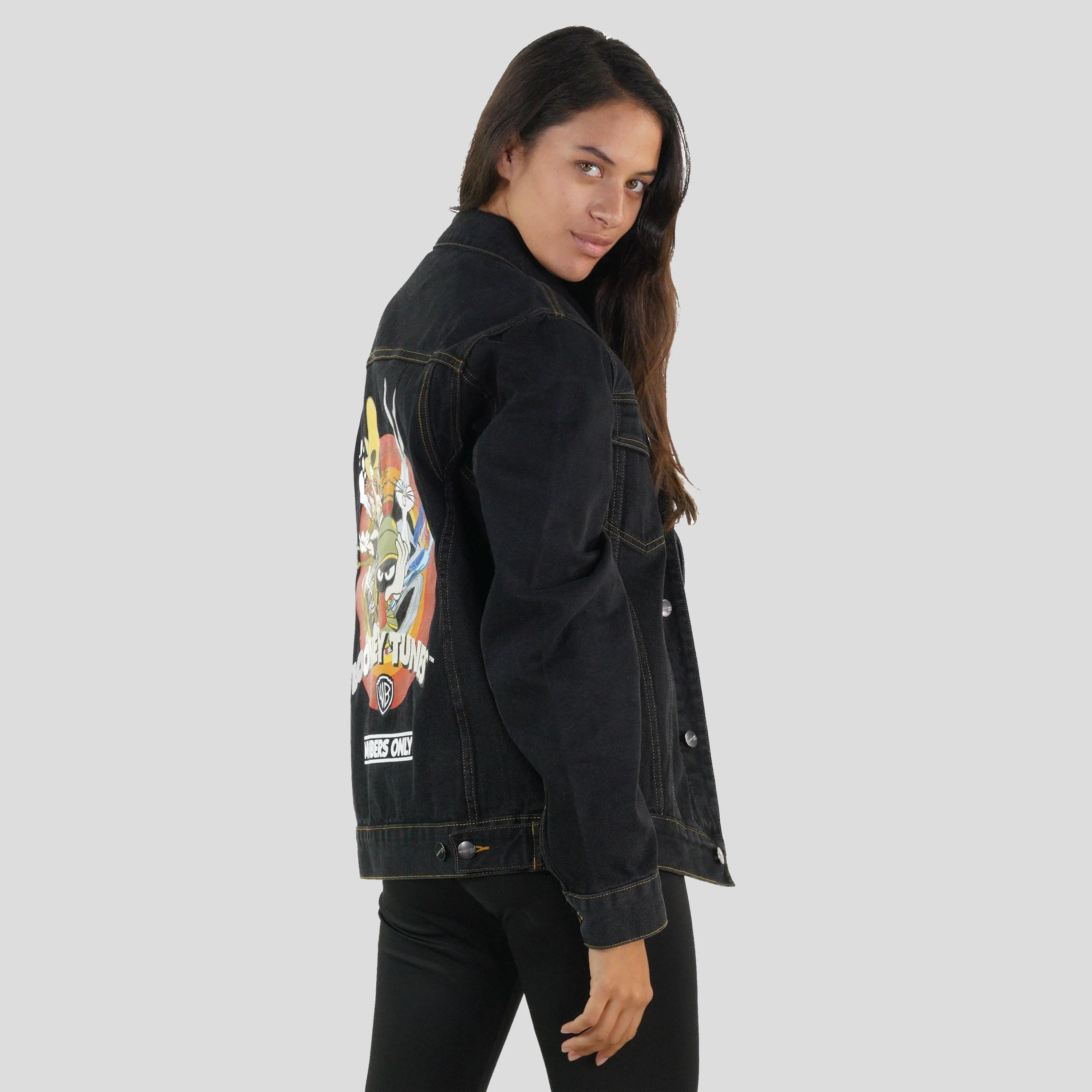 Women's Looney Tunes Denim Trucker Oversized Jacket - FINAL SALE